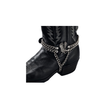 Western Express Black Leather Boot Chains with Eagle Pair