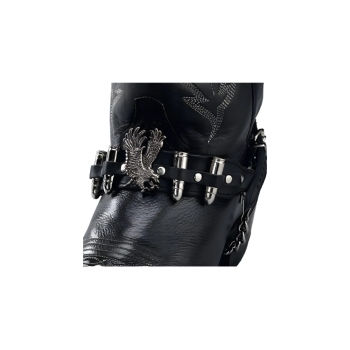 Western Express Black Leather Eagle Boot Chains Holster Style Pair