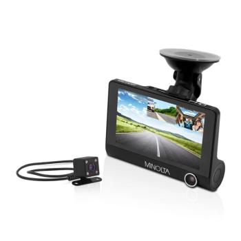 Minolta MNCD415T 1080P 3-Channel Dash Cam with Rear Camera Black