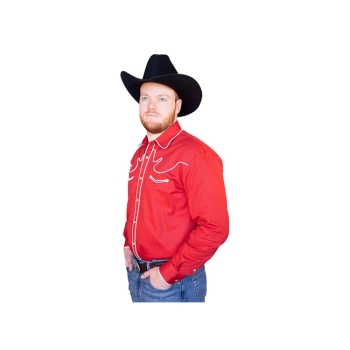 Western Express Men's Red Western Shirt Small Cotton Twill
