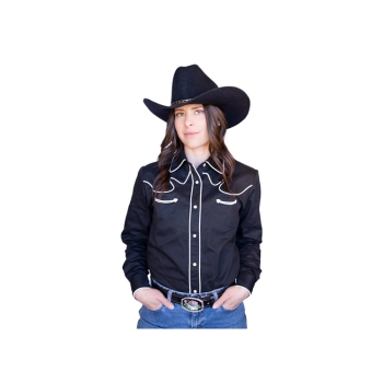 Western Express Women's Black Western Shirt XL Cotton Twill