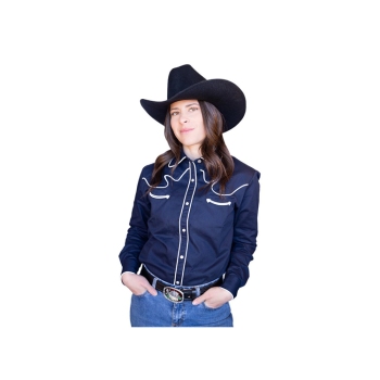Western Express Women's Navy Western Shirt Medium Cotton Twill