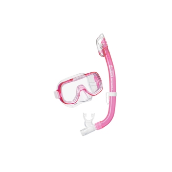 TUSA Mini-Kleio Youth Dry Mask Snorkel Combo Clear Pink
