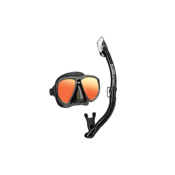 TUSA Powerview Adult Mask and Dry Snorkel Combo Mirrored Black
