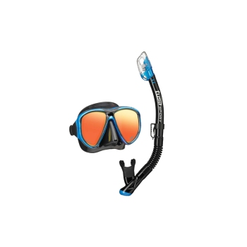 TUSA Powerview Adult Mask and Dry Snorkel Combo Mirrored Black