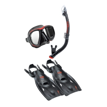TUSA Powerview Dry Adult Travel Snorkel Set Black Red Medium