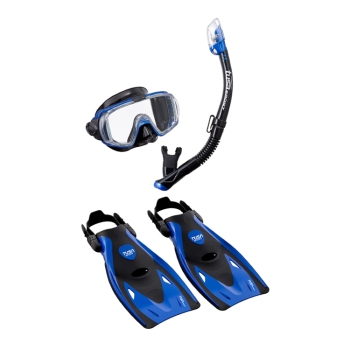 TUSA Visio Tri-Ex Adult Snorkel Set Metallic Blue Medium