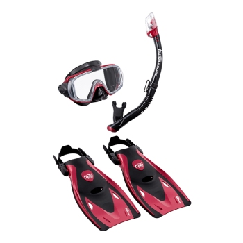 TUSA Visio Tri-Ex Adult Travel Snorkel Set Metallic Red Medium