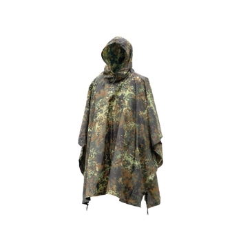 Mil-Tec Flecktarn Ripstop Waterproof Poncho - Durable Field Rain Gear