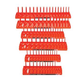 Hansen 6-Piece SAE & Metric 2-Row Socket Tray Set Orange 92002