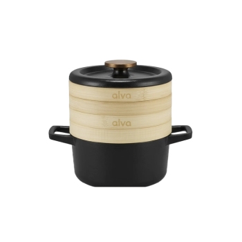 Enameled Cast Iron Dutch Oven with Steamer 2.5 Quart Compact Cookware